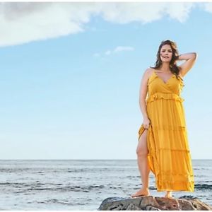 YELLOW CHIFFON MAXI DRESS